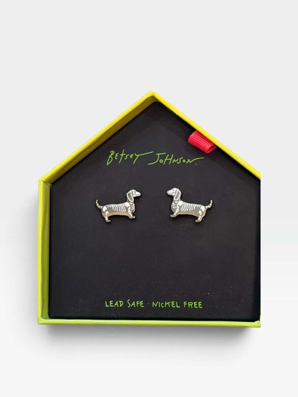 BETSEY JOHNSON Halloween Skeleton Dachshund Weiner Dog Puppy Stud Earrings NIB